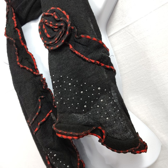 Pretty Angel Shawl Shoulder Neck Scarf Silk Blnd Floral Whimsigoth Witch Studded - Picture 4 of 8